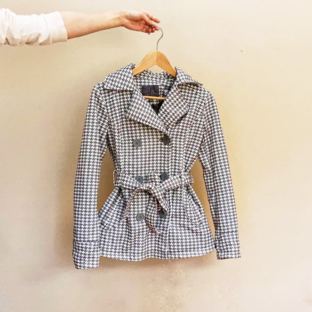 J2 Houndstooth Double-Breasted Trench Coat